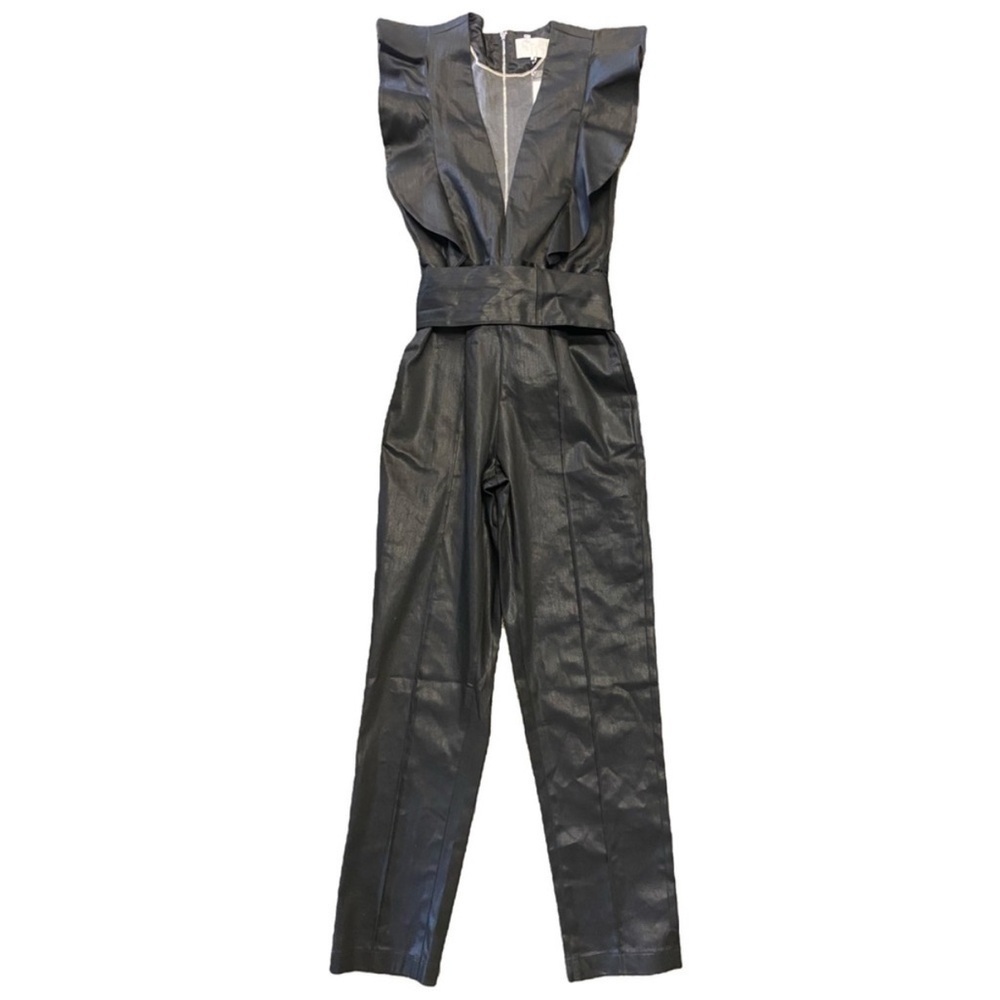Stunning 7 For All Mankind Coated Denim Ruffle Jumpsuit NWT - Picture 5 of 8